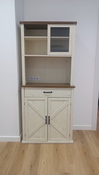 Alacena de cocina madera y cristal