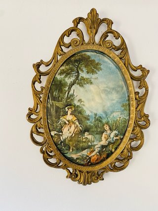 Lote de 4 cuadros vintage con escenas galantes