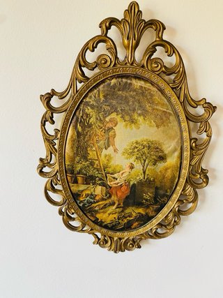 Lote de 4 cuadros vintage con escenas galantes