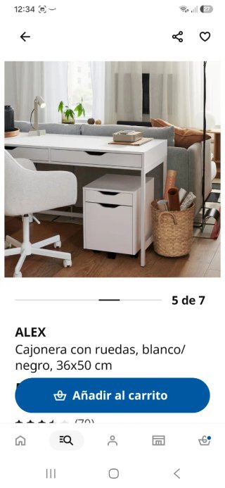 Cajonera Ikea Alex Blanca