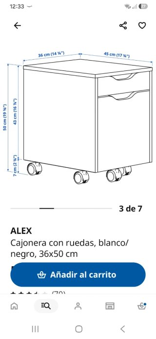 Cajonera Ikea Alex Blanca