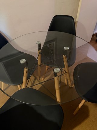 Mesa redonda cristal y maderand