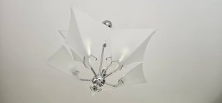 Lampadario moderno acciaio e vetro satinato