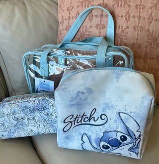 Borsa da toilette trasparente Stitch Disney con 2 borse
