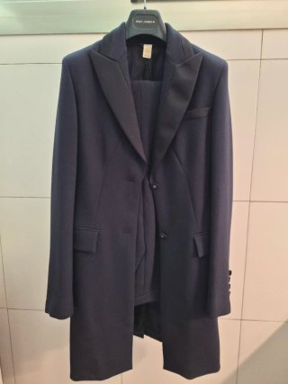 Traje Versace Chaqueta Larga y Pantalón Azul