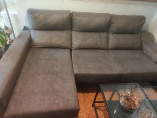 Sofá chaise longe marron/gris