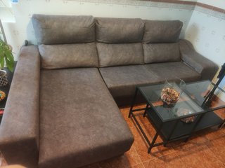 Sofá chaise longe marron/gris