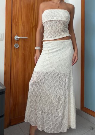 Conjunto Top y Falda Encaje Stradivarius Talla