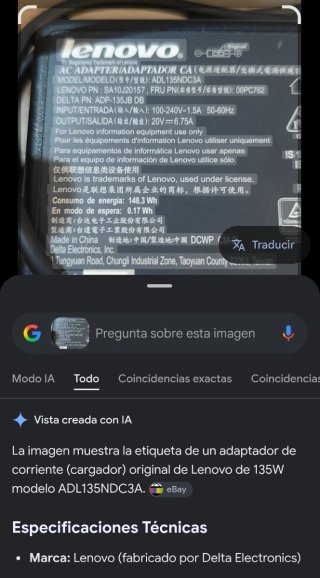 Adaptador de corriente Lenovo 135w