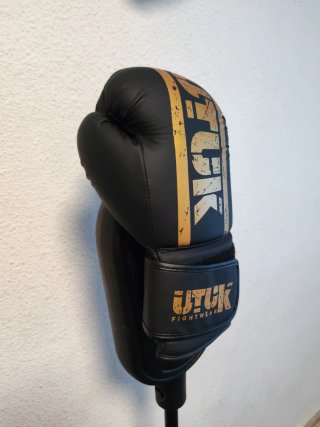Sacó de golpe de boxeo con guantes