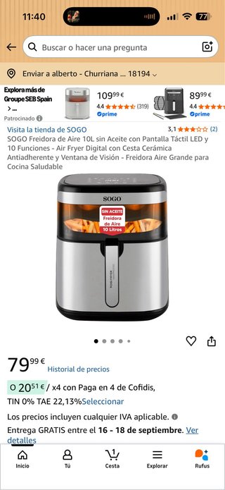 Freidora Aire Sogo 10L Digi Fryer VisionPRO1700