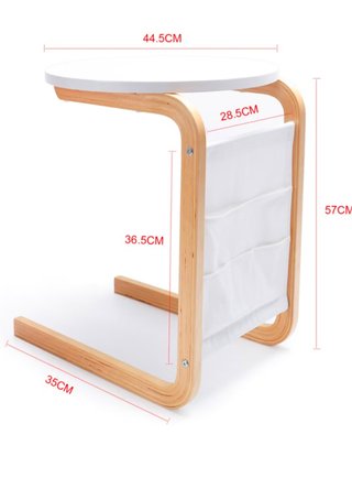 Mesa auxiliar madera blanca y tela