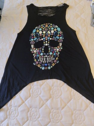 Camiseta tirantes calavera pedrería