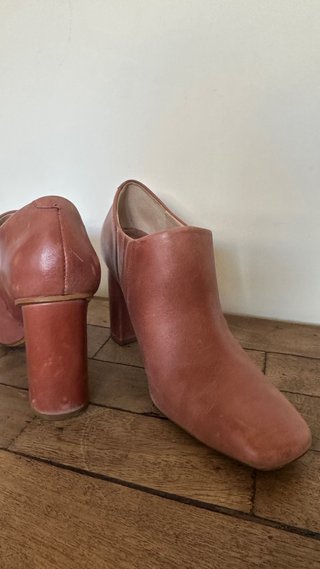 Botines Mango Marrones Tacón Cuadrado