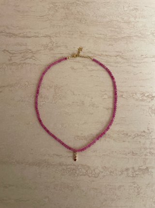 Collana pietre fucsia e oro