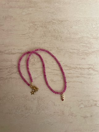 Collana pietre fucsia e oro