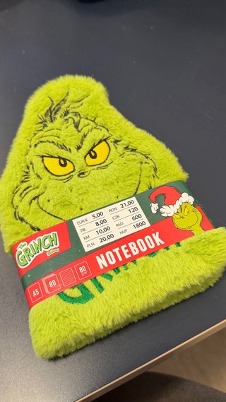 Libreta A5 El Grinch. Efecto peluche. Líneas