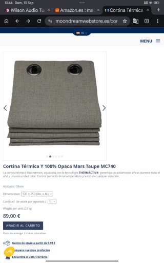 2 Cortinas Térmicas Opacas Moondream gris oscuro