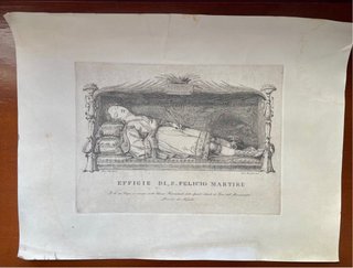 Grabado italiano antiguo, mártir siglo XVIII-XIX