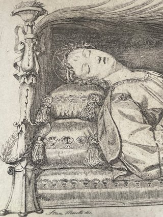 Grabado italiano antiguo, mártir siglo XVIII-XIX