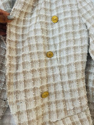Blazer cuadros beige y marrón