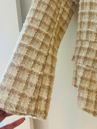 Blazer cuadros beige y marrón
