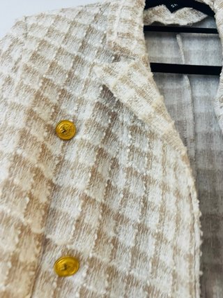 Blazer cuadros beige y marrón