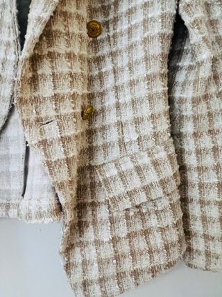 Blazer cuadros beige y marrón