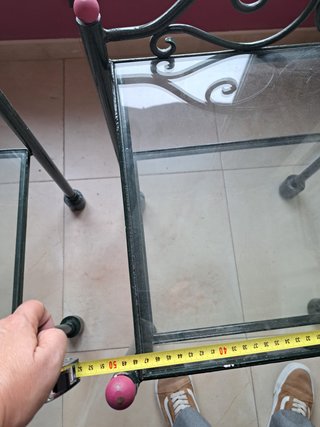 Cabecero forja con dos mesitas cristal a juego
