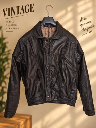 Chaqueta de cuero vintage auténtica