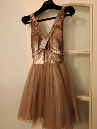 Vestido de fiesta lentejuelas dorado Coast