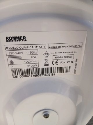Lavadora Rommer Olímpica 1116A++ 6KG