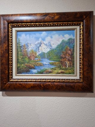 Cuadro paisaje marco madera 50x63