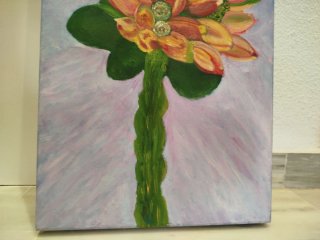 Cuadro Flores Óleo/Acrílico 30x60cm