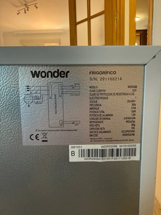 Frigorífico Wonder 84cm x 60cm perfecto estado