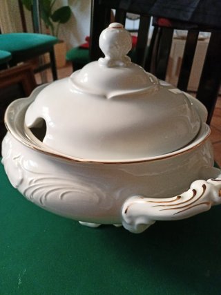 Sopera porcelana Alambra 23cm dorada