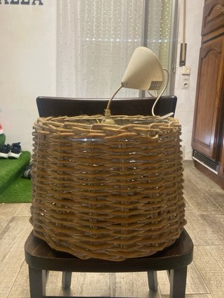 Lámpara de techo mimbre y madera