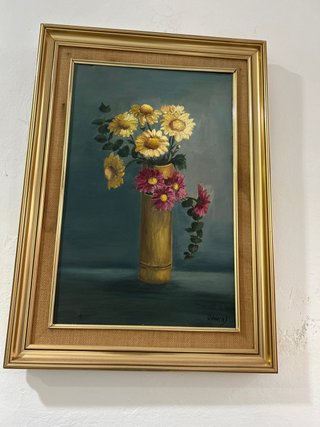 Cuadro Flores Marco Dorado