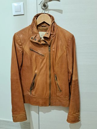 Cazadora Piel Marrón Bershka