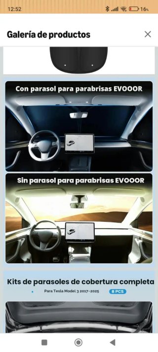 Tesla model 3 cortina parasol privacidad