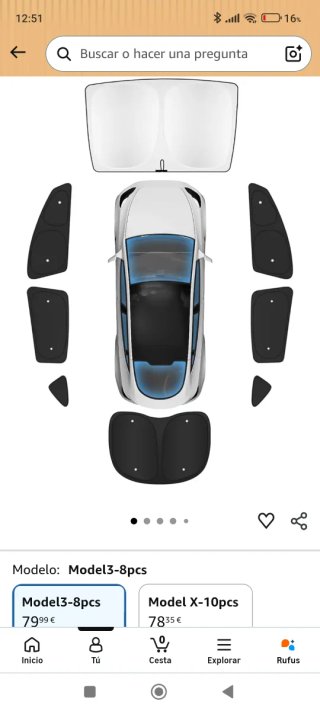 Tesla model 3 cortina parasol privacidad