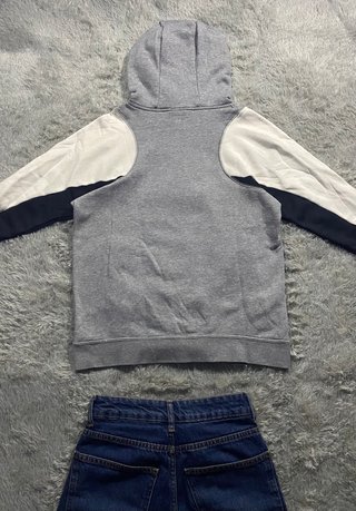 Nike Hoodie Grey Y2K Sportswear Streetwear Retro