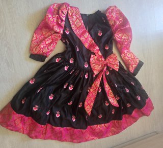 Vestido niña fiesta negro y rosa