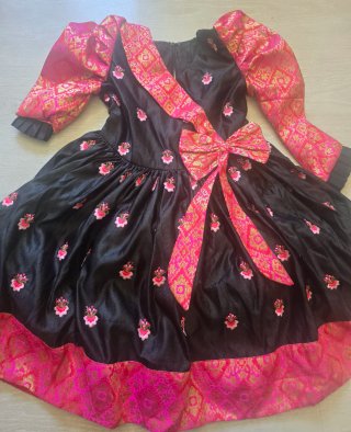 Vestido niña fiesta negro y rosa