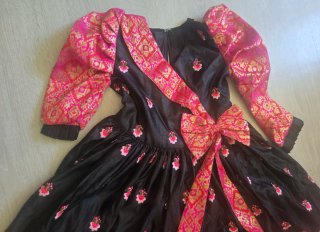 Vestido niña fiesta negro y rosa