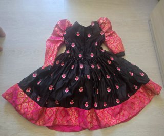 Vestido niña fiesta negro y rosa