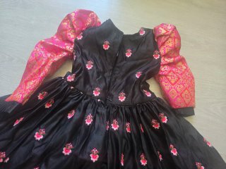 Vestido niña fiesta negro y rosa