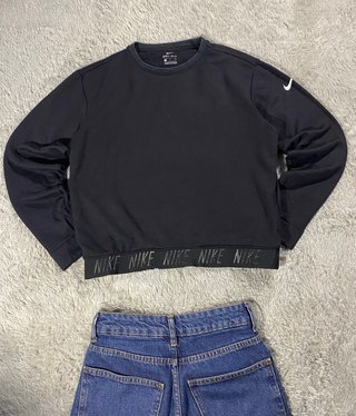 Nike Sweatshirt Black Swoosh  Sportswear Retro Y2K