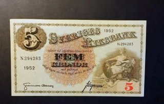 Suecia 5 Kronor 1952 AUNC