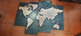 Cuadro Mapa del Mundo Madera Negro y Dorado